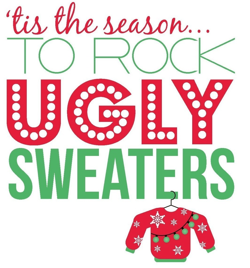 Ugly Christmas Sweater Party Clip Art â Happy Holidays!